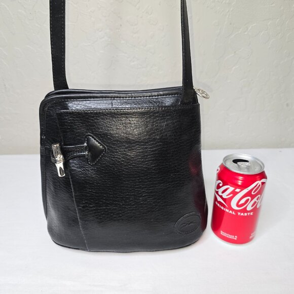 Vintage Longchamp Roseau Small Black Grain Leather Crossbody Shoulder Bag AS IS - Picture 2 of 13